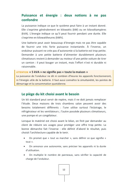 Page sur la puissance et l’énergie