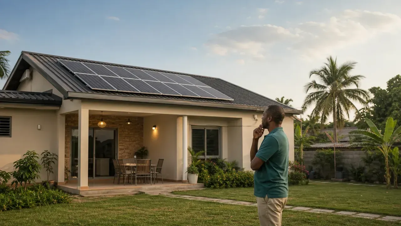 Maison résidentielle en Côte d’Ivoire équipée de panneaux solaires, illustration de pourquoi le dimensionnement d’une installation solaire doit-il partir des usages réels de la maison ?