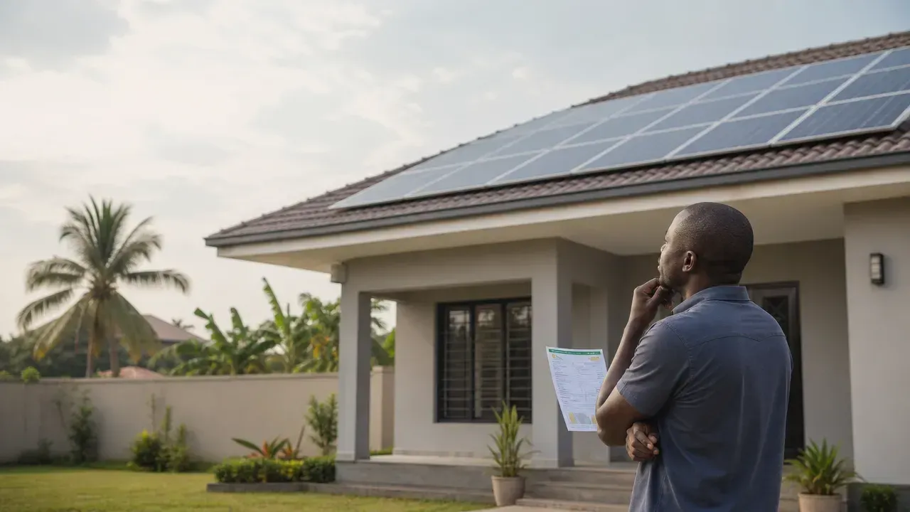Maison résidentielle en Côte d’Ivoire équipée de panneaux solaires, illustration de votre facture cie suffit-elle réellement pour connaître les besoins solaires de votre maison ?