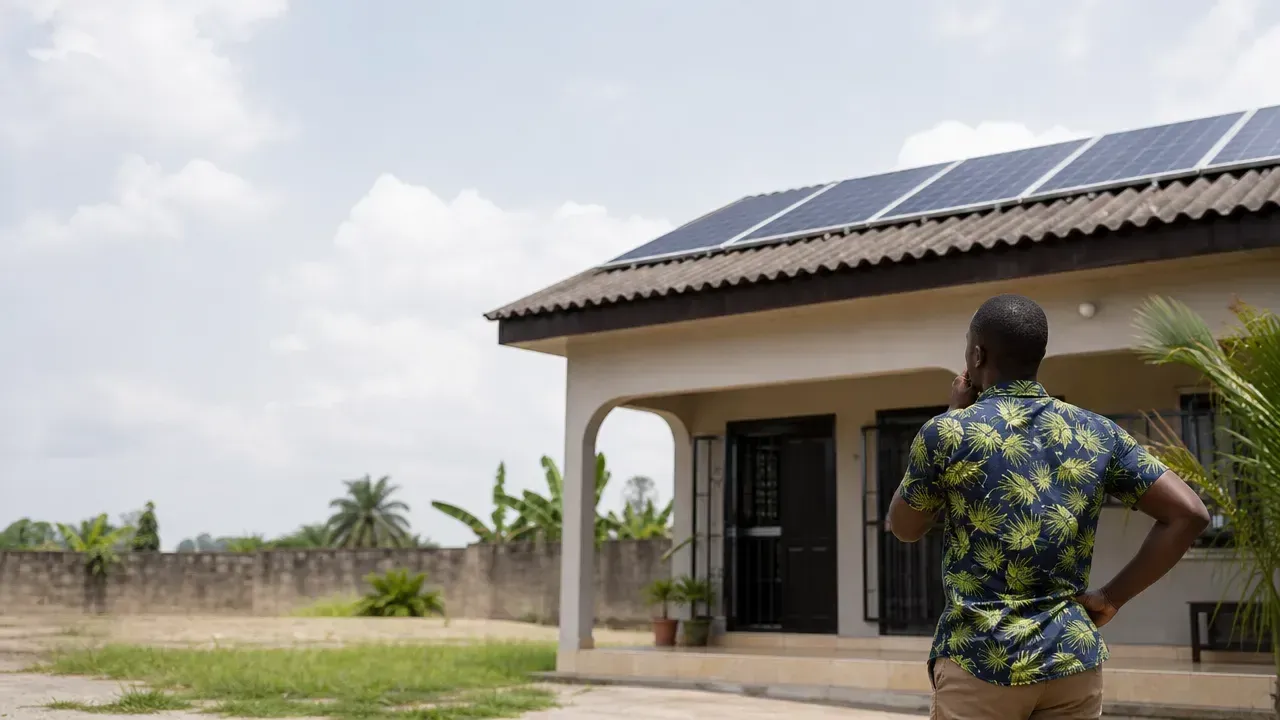 Maison résidentielle en Côte d’Ivoire équipée de panneaux solaires, illustration de pourquoi choisir une installation solaire uniquement parce qu’elle est moins chère peut-il coûter beaucoup plus cher ensuite ?