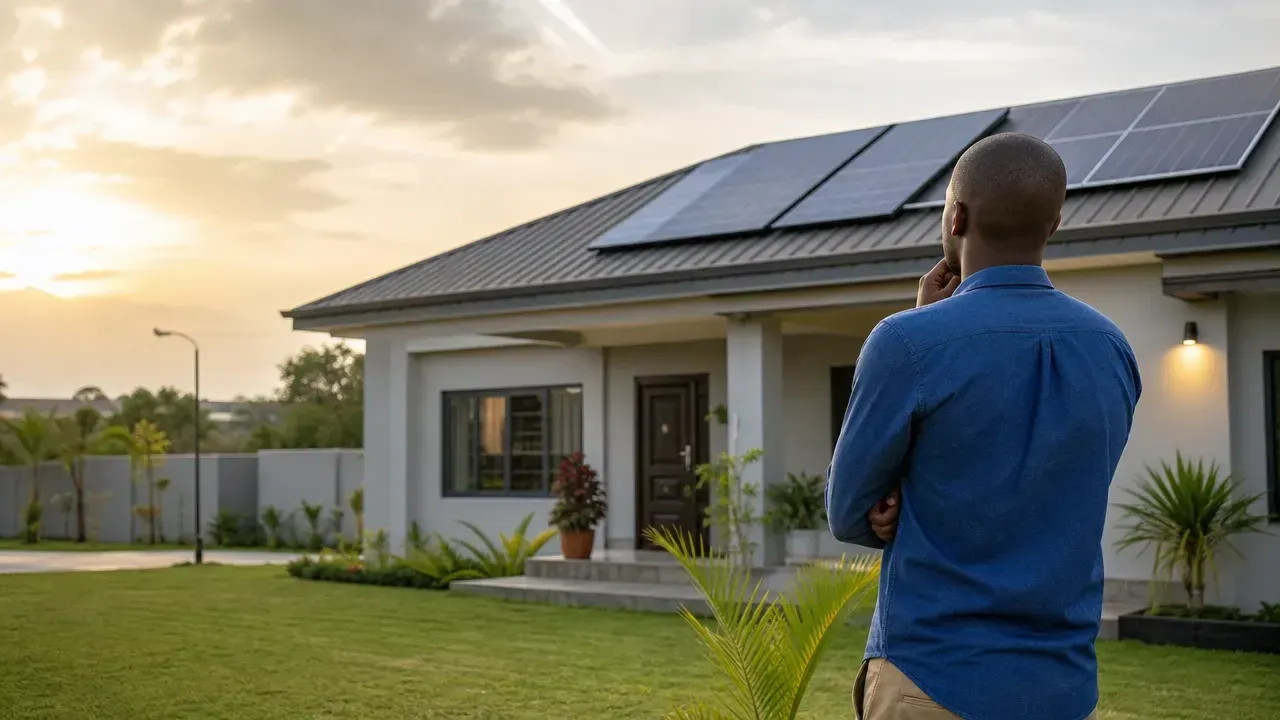 Maison résidentielle en Côte d’Ivoire équipée de panneaux solaires, illustration de avant de parler solaire, qu’attendez-vous réellement pour votre maison ?